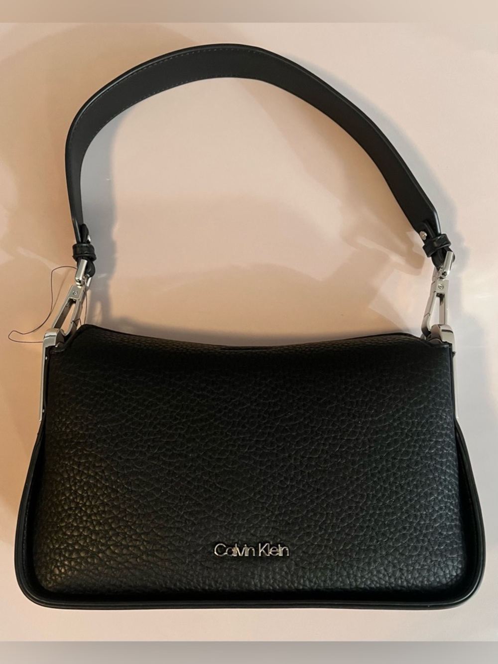 Calvin Klein Fay Black Pebbled Leather Demi Shoulder Bag
